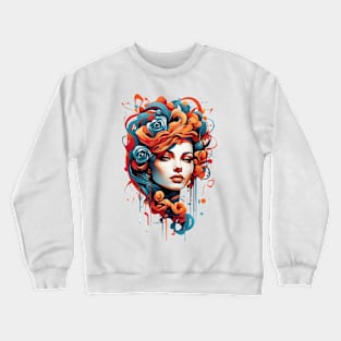 Women with Flowers in Her Hair: Blooming Beauty - Colorful Crewneck Sweatshirt